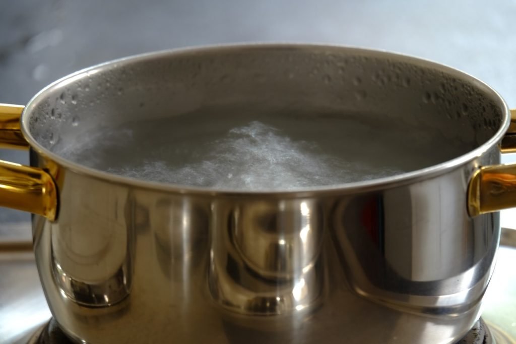 Bucket full of hot water