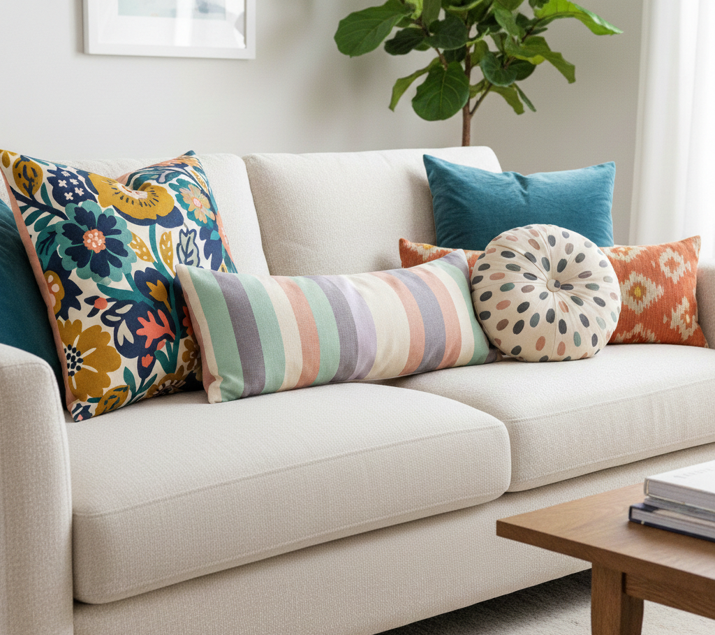 Colorful throw pillows