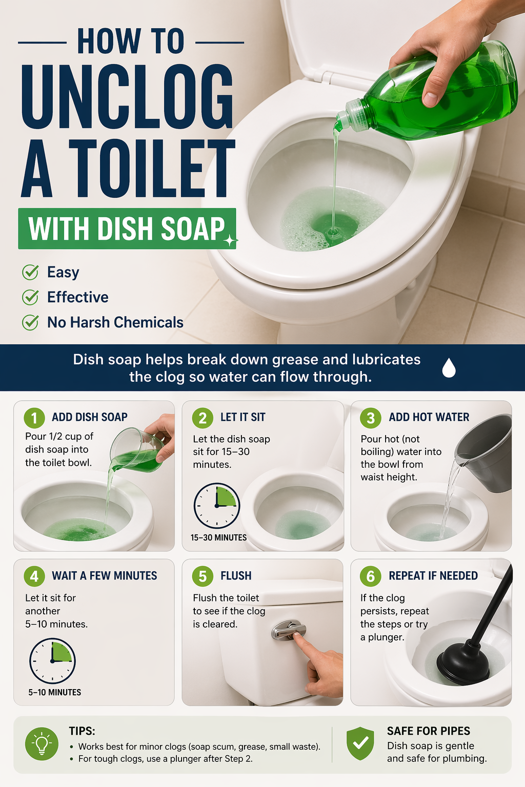 How to Unclog a Toilet with Dish Soap