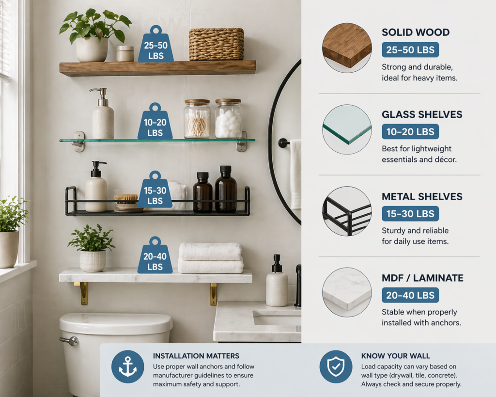 Weight Limit Bathroom Shelves