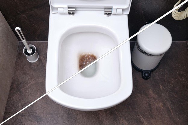 Toilet with baking soda